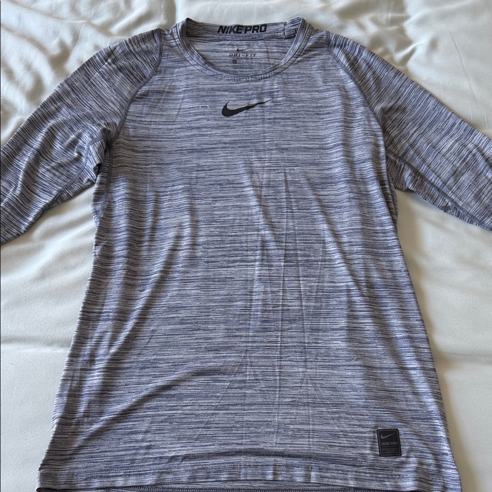 Nike Pro Heathered Gray Long Sleeve Top